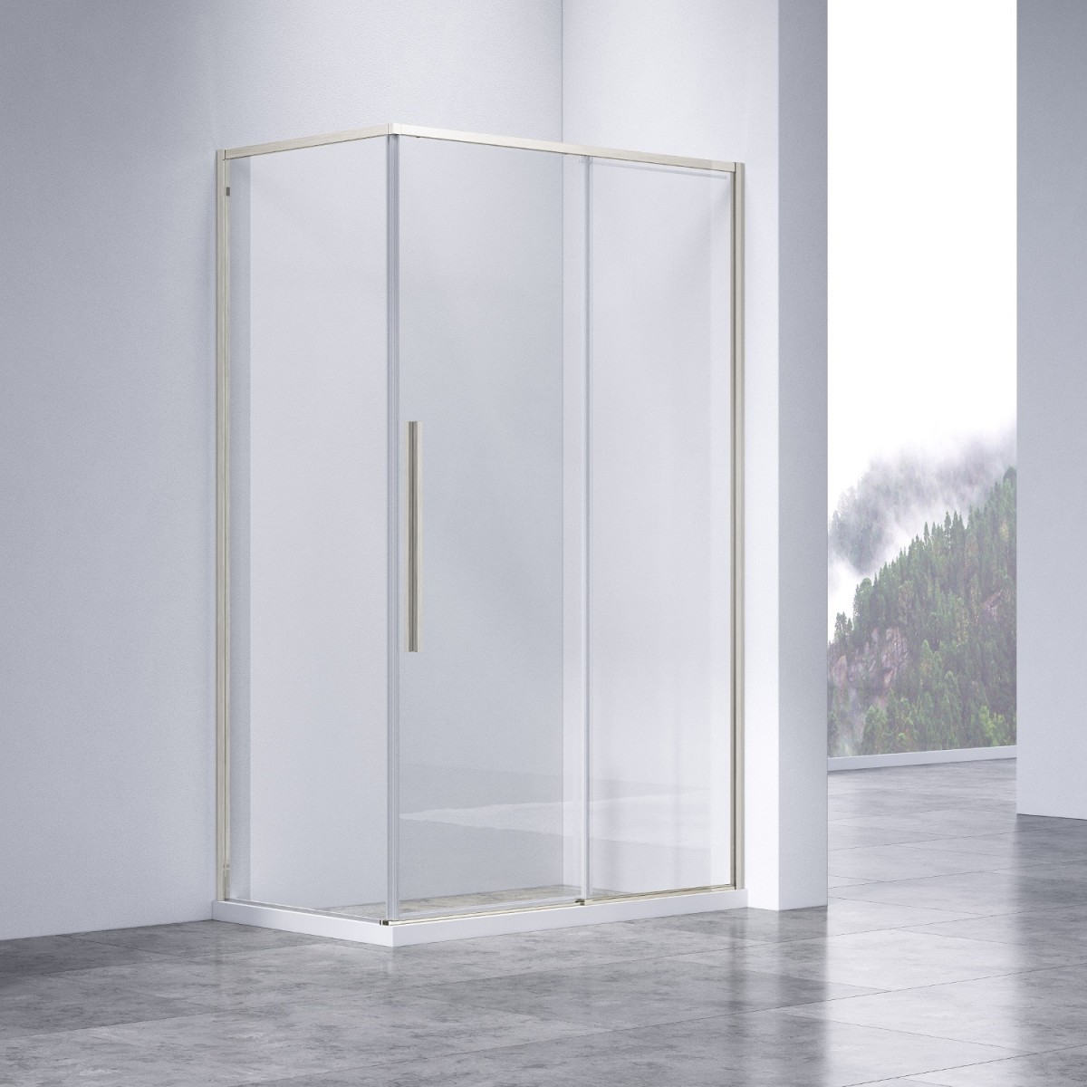 Душевой уголок Vincea Slim-N VSR-4SN9014CLBN 1400*900 мм (никель брашированный/прозрачное)