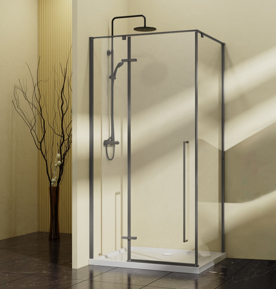 Душевой уголок Vincea Slim-N VSR-5SN9010CLGM 1000*900 мм (вороненая сталь/прозрачное)