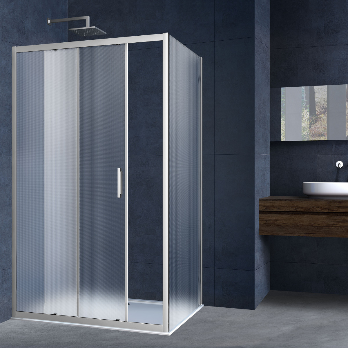 Душевой уголок Vincea Alpha VSR-3AL9013MT 1300*900 мм (хром/рифленое)