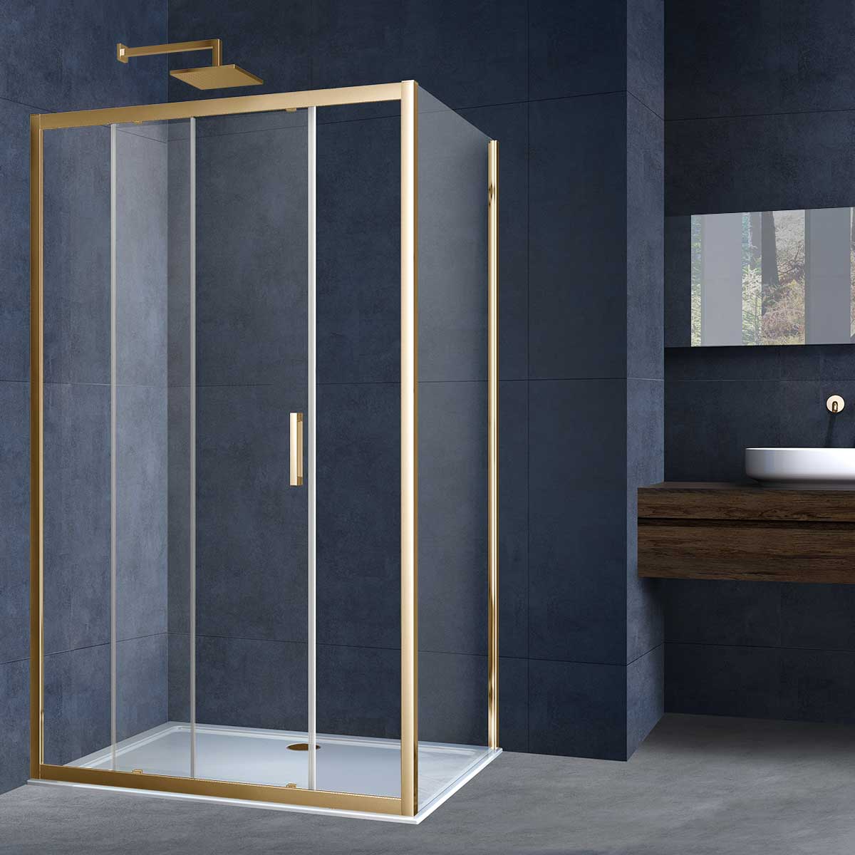 Душевой уголок Vincea Alpha VSR-3AL9012CLG 1200*900 мм (золото брашированное/прозрачное)