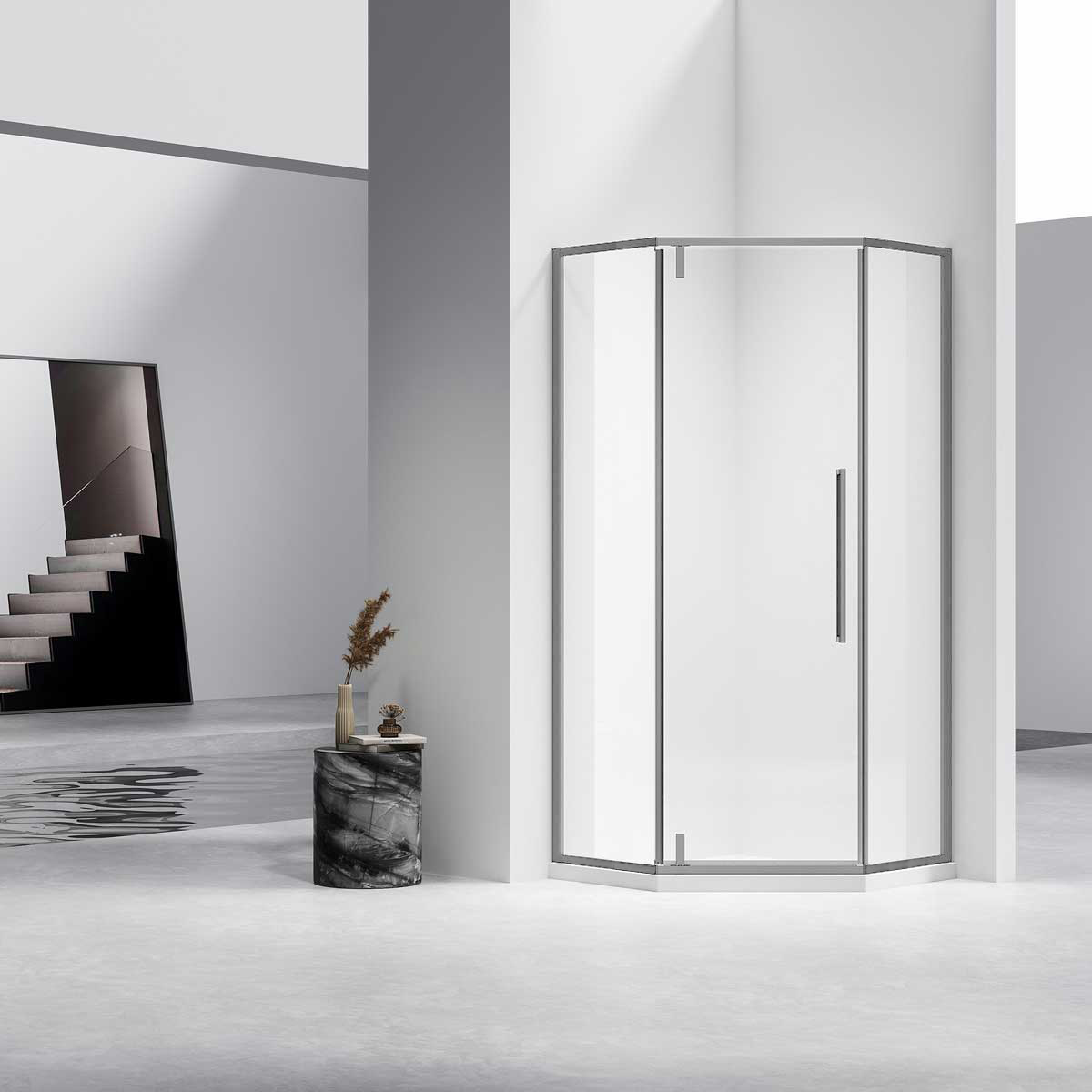 Душевой уголок Vincea Slim-N VSP-4SN100CLGM 1000*1000 мм (вороненая сталь/прозрачное)