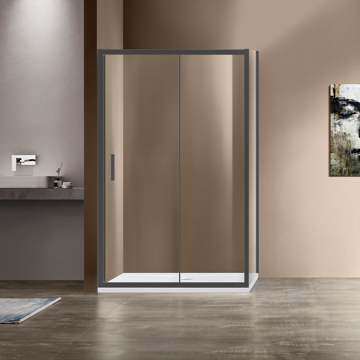 Душевой уголок Vincea Garda VSR-1G8011CLGM 1100*800 мм (вороненая сталь/прозрачное)