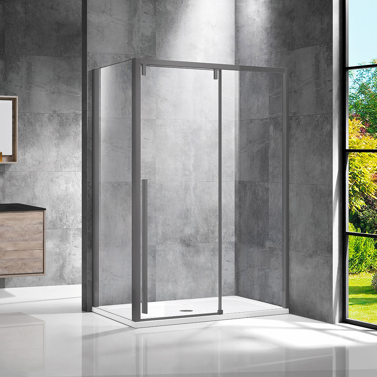 Душевой уголок Vincea Lugano VSR-1L9012CLGM-1 1200*900 мм (вороненая сталь/прозрачное)