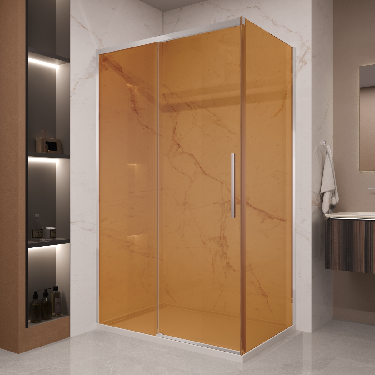 Душевой уголок Vincea Stella VSR-1ST9012GS 1200*900 мм (хром/янтарь)