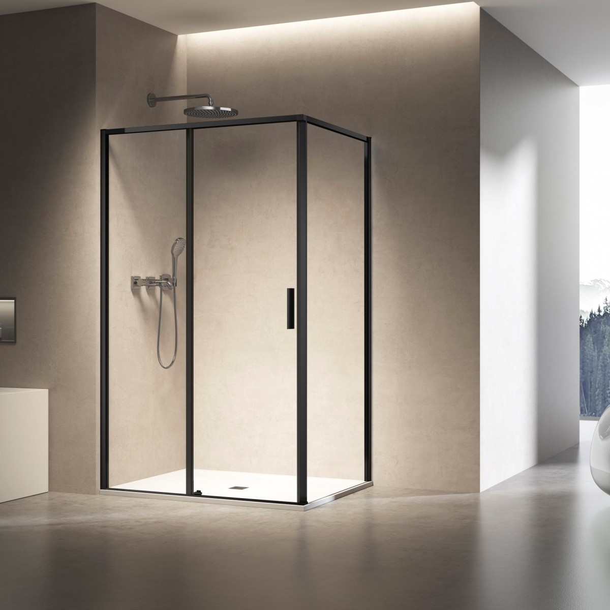 Душевой уголок Vincea Slim 8mm VSR-6SL8011CLB 1100*800 мм (черный/прозрачное)