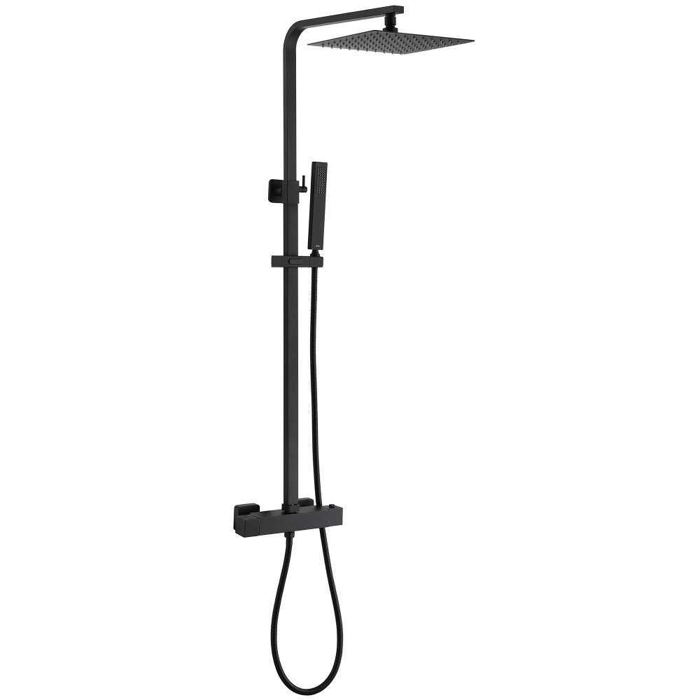 Душевая система Abber Daheim AF8260BL (чёрный матовый) с термостатом