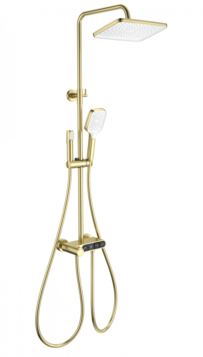 Душевая система Wonzon & Woghand MUSE Corno WW-B3112-BG (брашированное золото) с термостатом