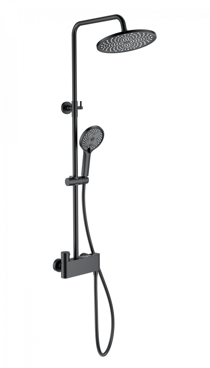 Душевая система Wonzon & Woghand MUSE Corno WW-B3110-MB (чёрный матовый) с термостатом