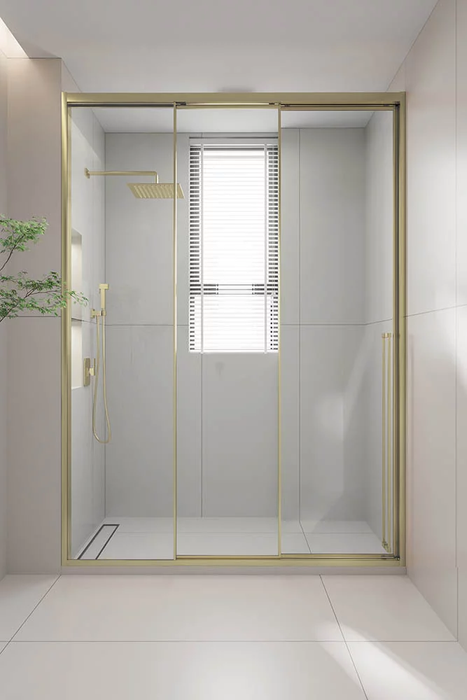 Душевая дверь Veconi Prato 300 G-L PR3/L-160-01-G-C4 1600*2000 мм (золото брашированное/прозрачное)