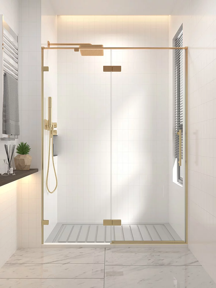 Душевая дверь Veconi Alassio G AL-140-00-G-C4 1400*2000 мм (золото брашированное/прозрачное)