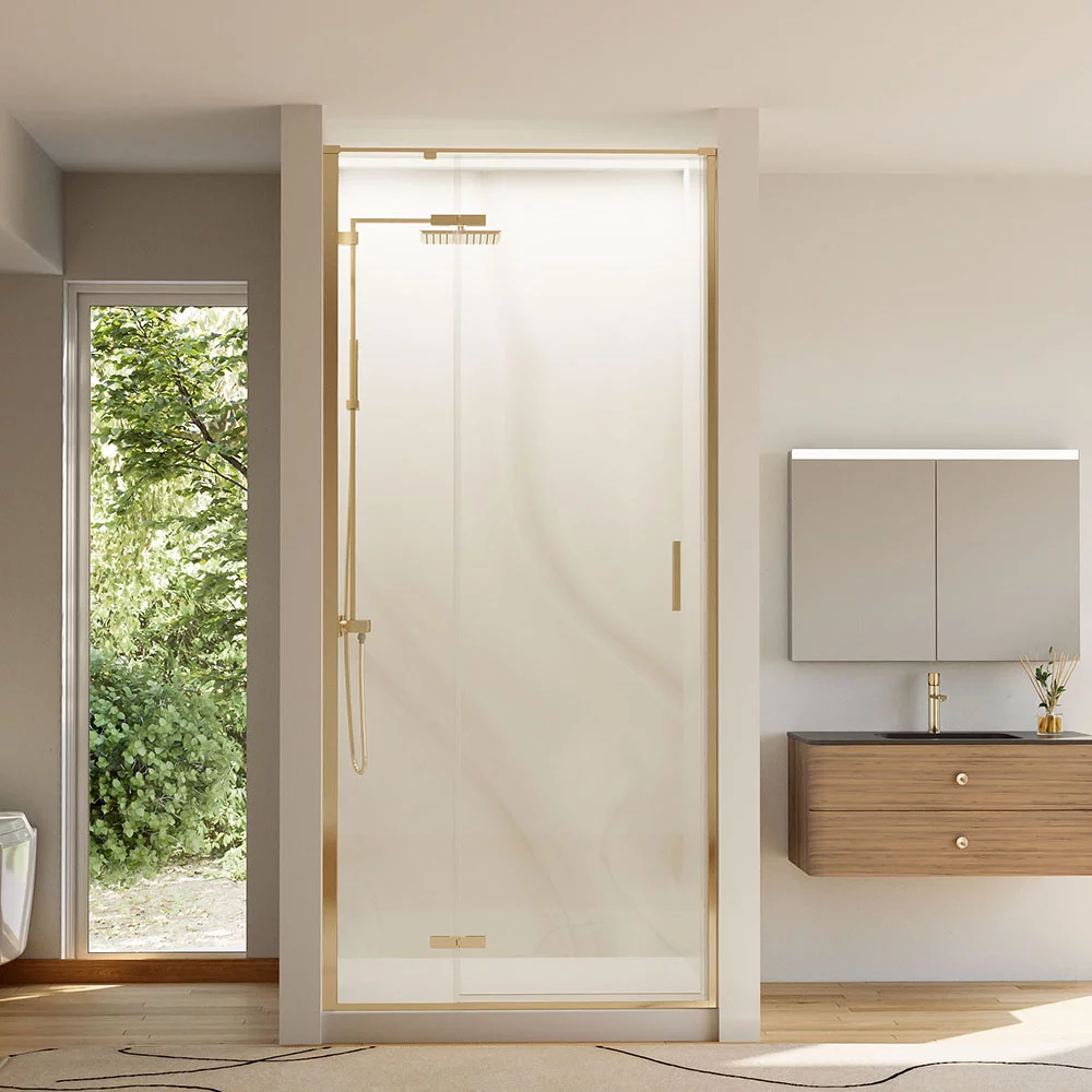 Душевая дверь Veconi VN-73G VN73G-90-01-C4 900*1950 мм (золото брашированное/прозрачное)