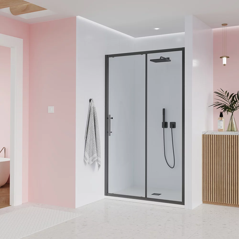 Душевая дверь Veconi Evo 100 GR E1-GR-110-01-C9 1100*1950 мм (брашированный графит/прозрачное)