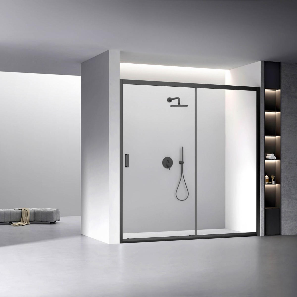 Душевая дверь Veconi VN-60B VN60B-180-01-C5 1800*1950 мм (чёрный матовый/прозрачное)