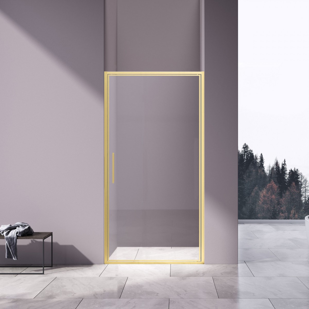 Душевая дверь Vincea Slim 8mm VDP-4SL900CLG 900*1950 мм (золото брашированное /прозрачное)