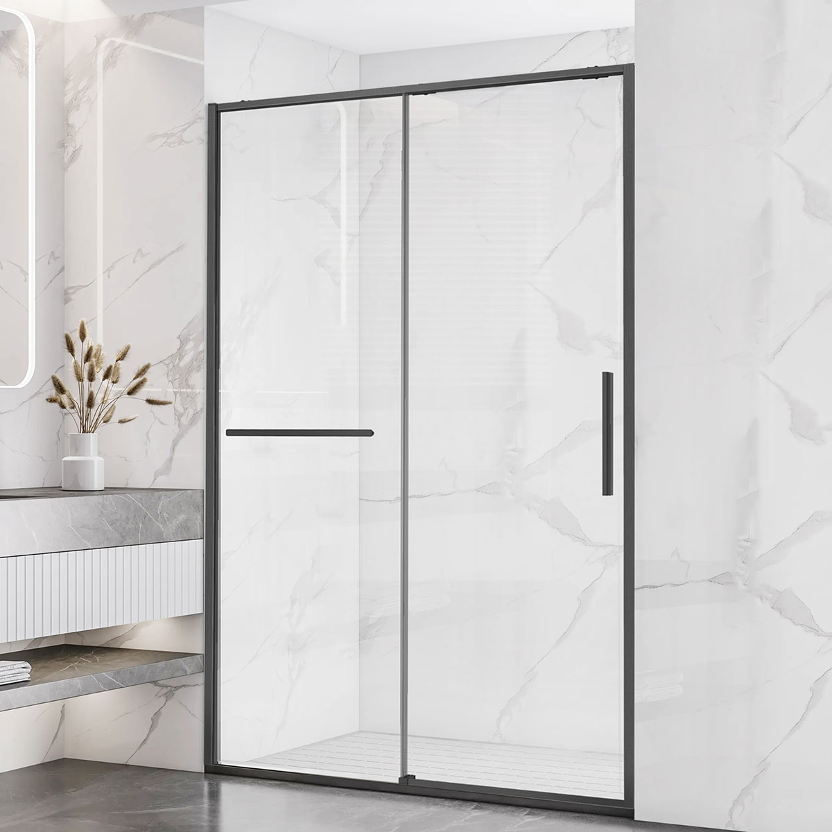 Душевая дверь Vincea Slim Soft VDS-1SS130CLGM 1300*2000 мм (вороненая сталь/прозрачное)