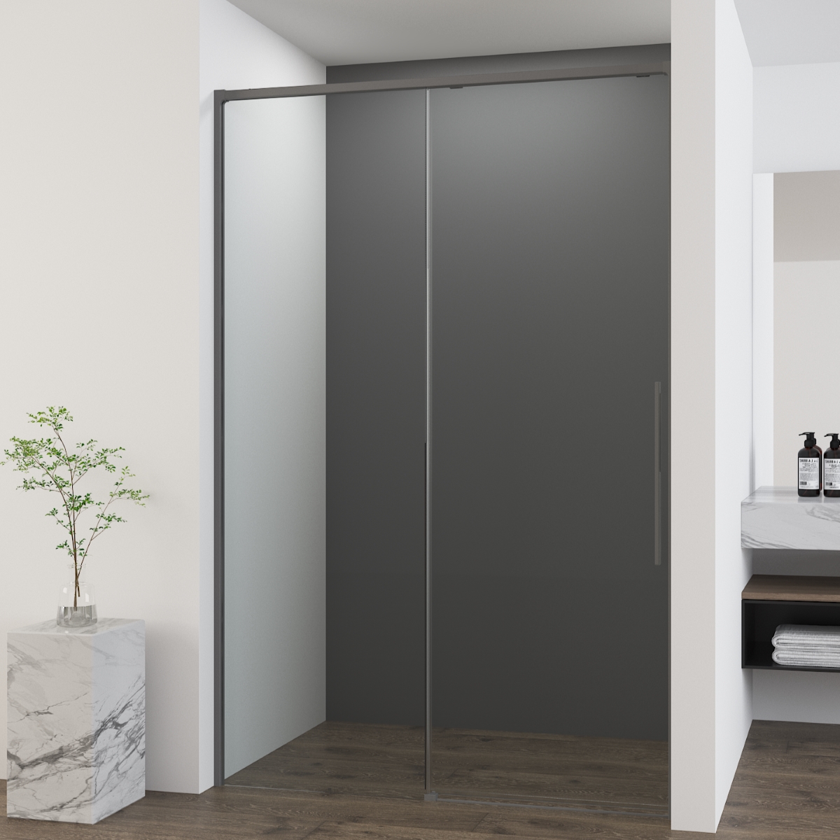 Душевая дверь Vincea Ultima VDS-7UL120CLGM 1200*2000 мм (вороненая сталь/прозрачное)