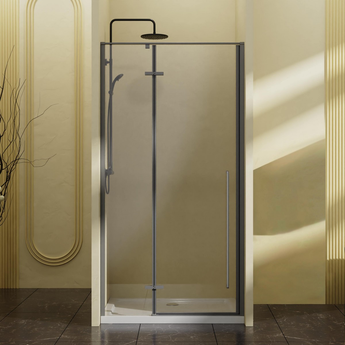 Душевая дверь Vincea Slim-N VDPH-5SN900CLGM 900*1950 мм (вороненая сталь/прозрачное)