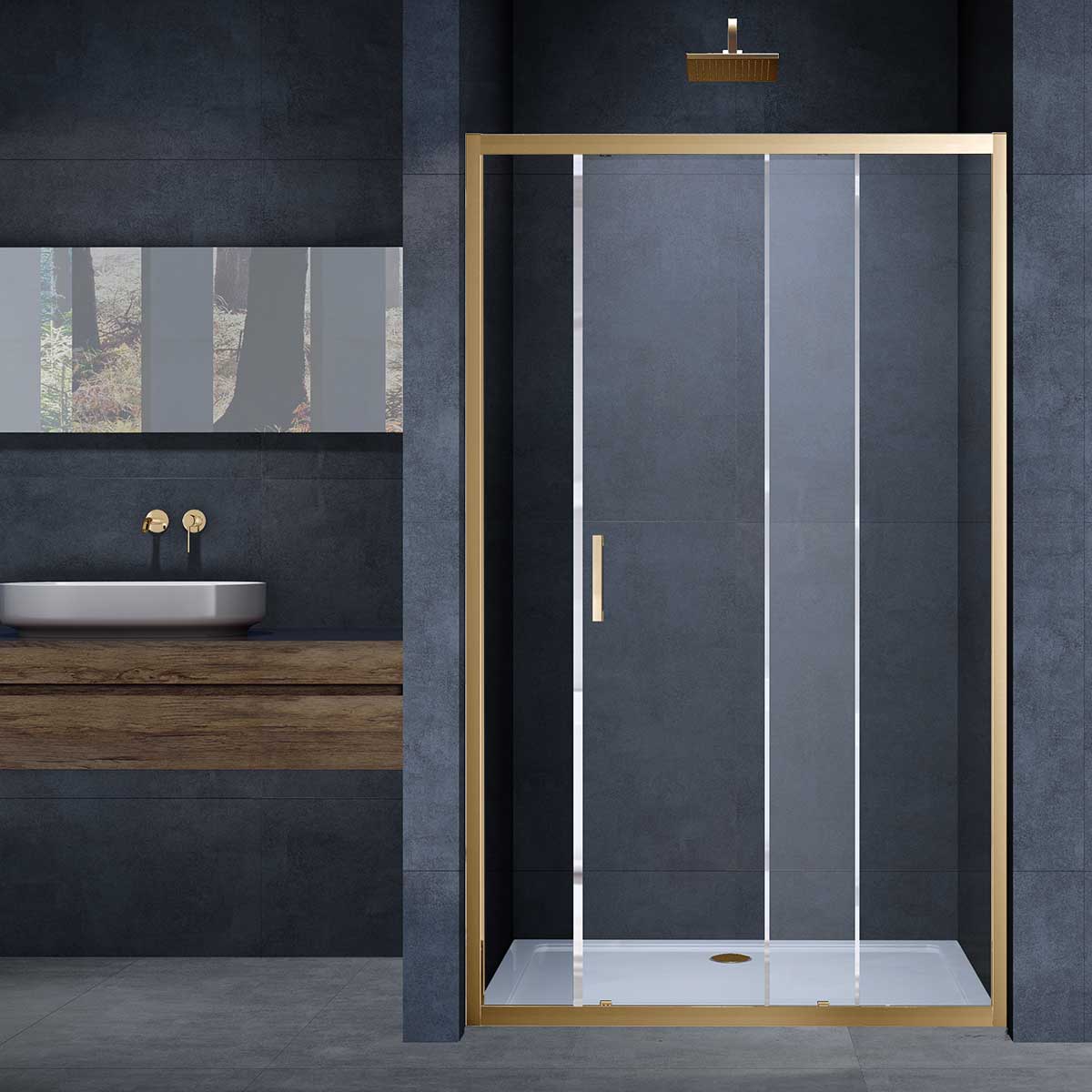 Душевая дверь Vincea Alpha VDS-3AL130CLG 1300*1900 мм (золото брашированное/прозрачное)