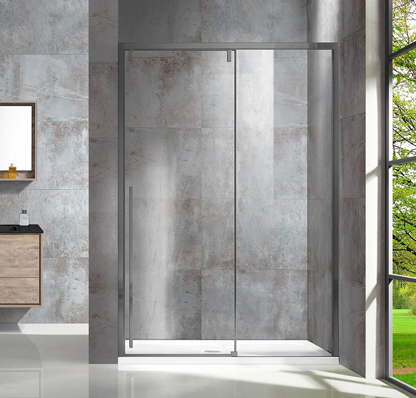 Душевая дверь Vincea Lugano  VDS-1L130CLGM-1 1300*1950 мм (вороненая сталь/прозрачное)