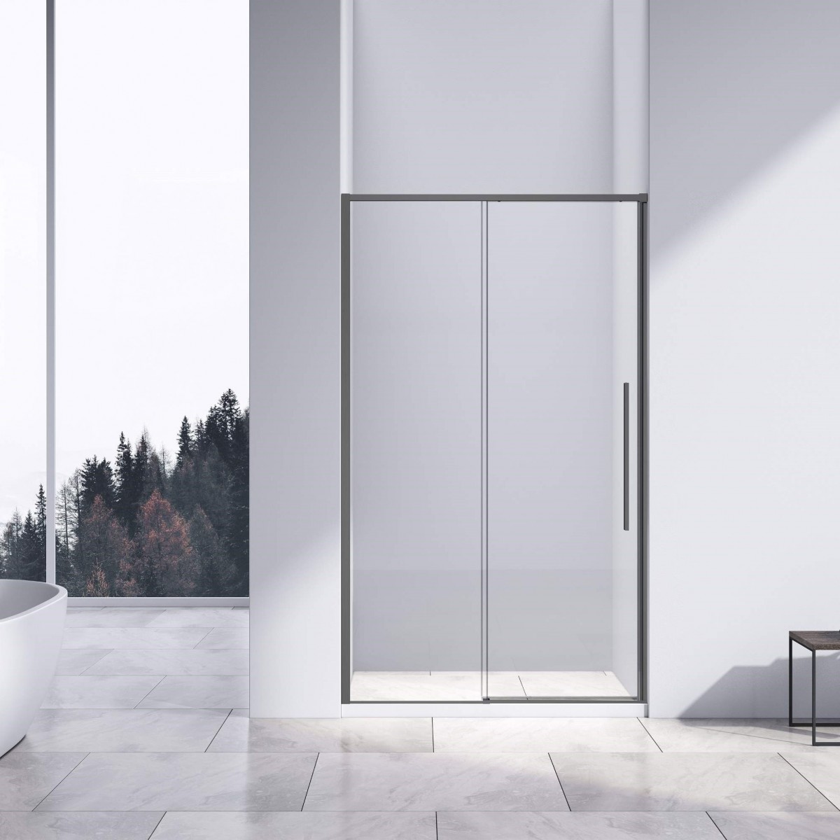 Душевая дверь Vincea Slim-N VDS-4SN110CLGM 1100*1950 мм (вороненая сталь/прозрачное)