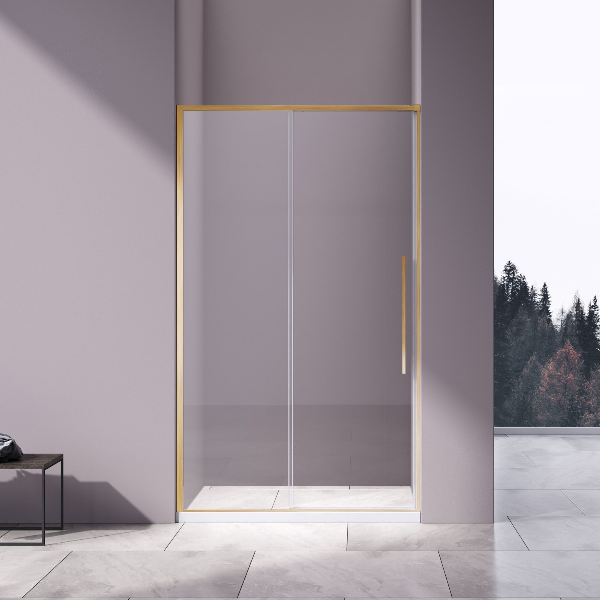 Душевая дверь Vincea Slim-N VDS-4SN110CLG 1100*1950 мм (золото брашированное/прозрачное)