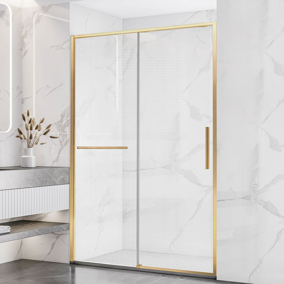 Душевая дверь Vincea Slim Soft VDS-1SS120CLG 1200*2000 мм (золото брашированное/прозрачное)