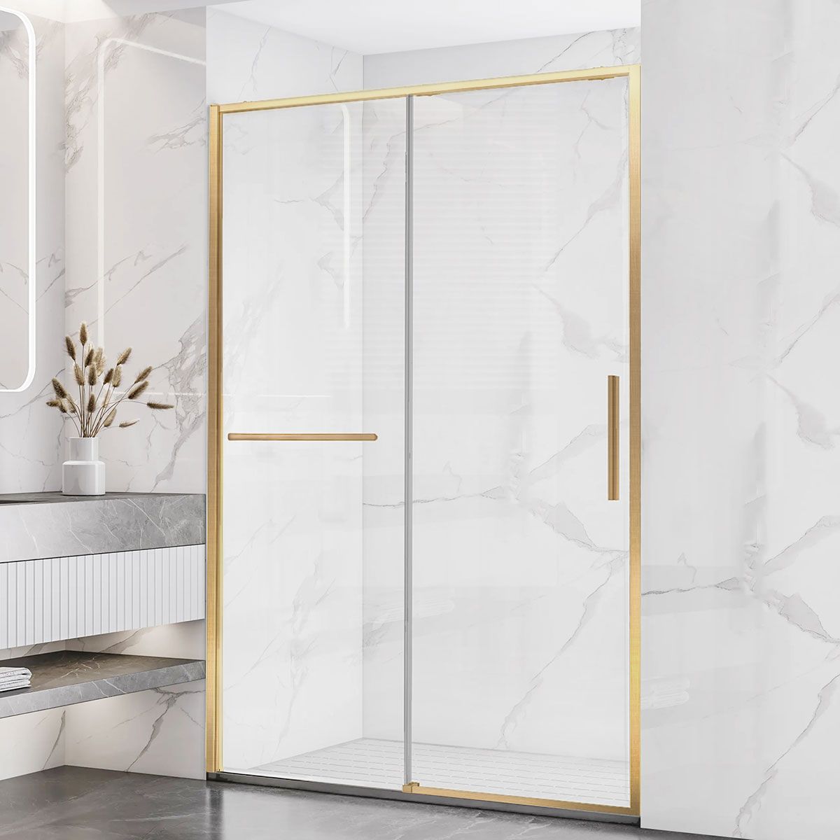 Душевая дверь Vincea Slim Soft VDS-1SS120CLG 1200*2000 мм (золото брашированное/прозрачное)