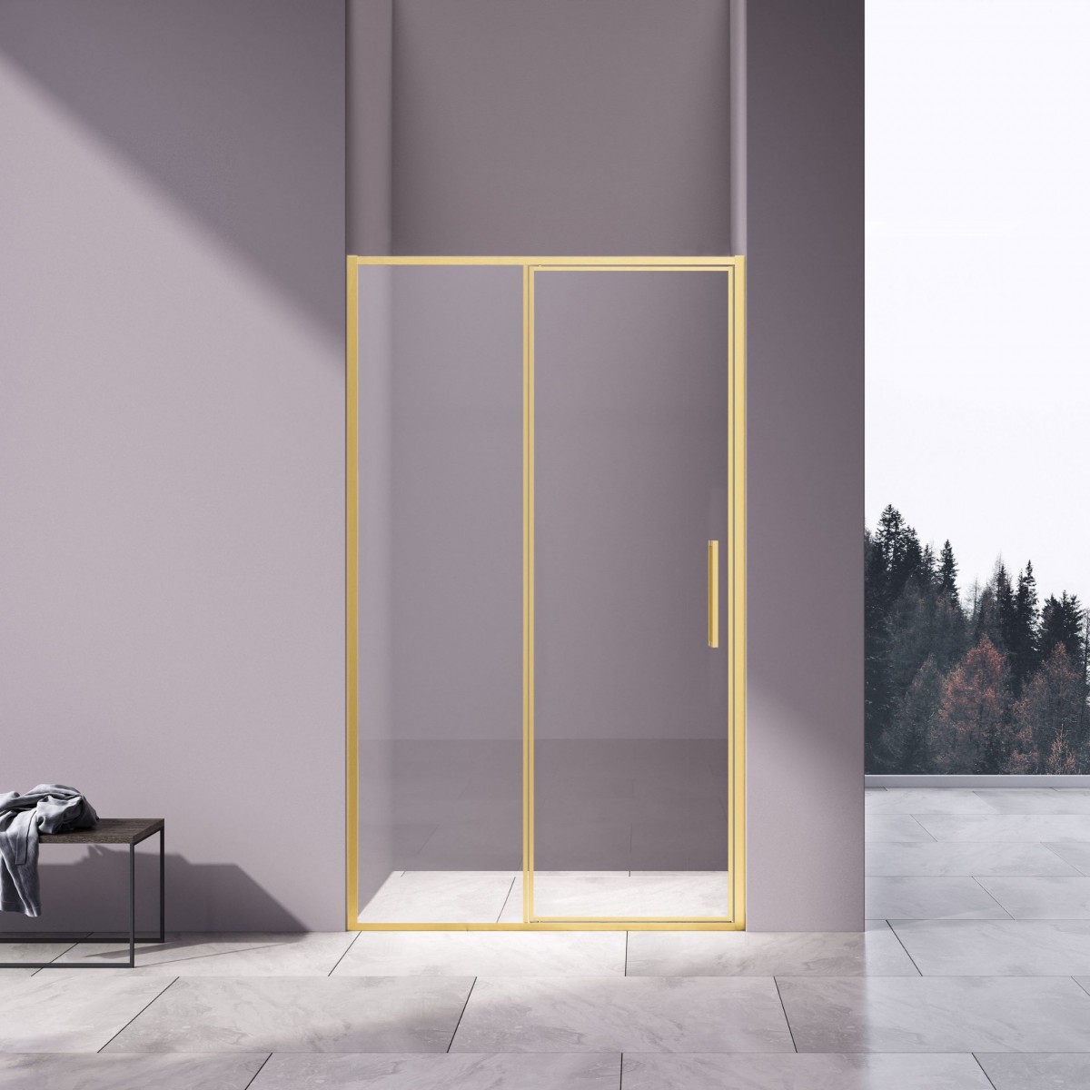 Душевая дверь Vincea Slim 8mm VDP-4SL120CLG 1200*1950 мм (золото брашированное /прозрачное)