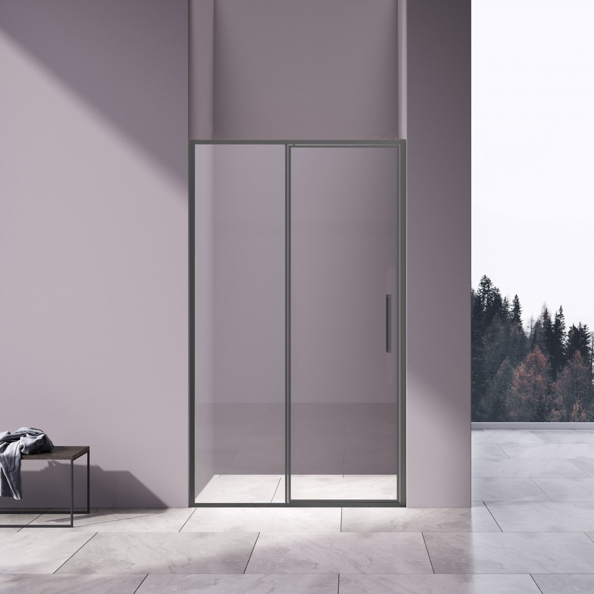 Душевая дверь Vincea Slim 8mm VDP-4SL120CLGM 1200*1950 мм (вороненая сталь/прозрачное)