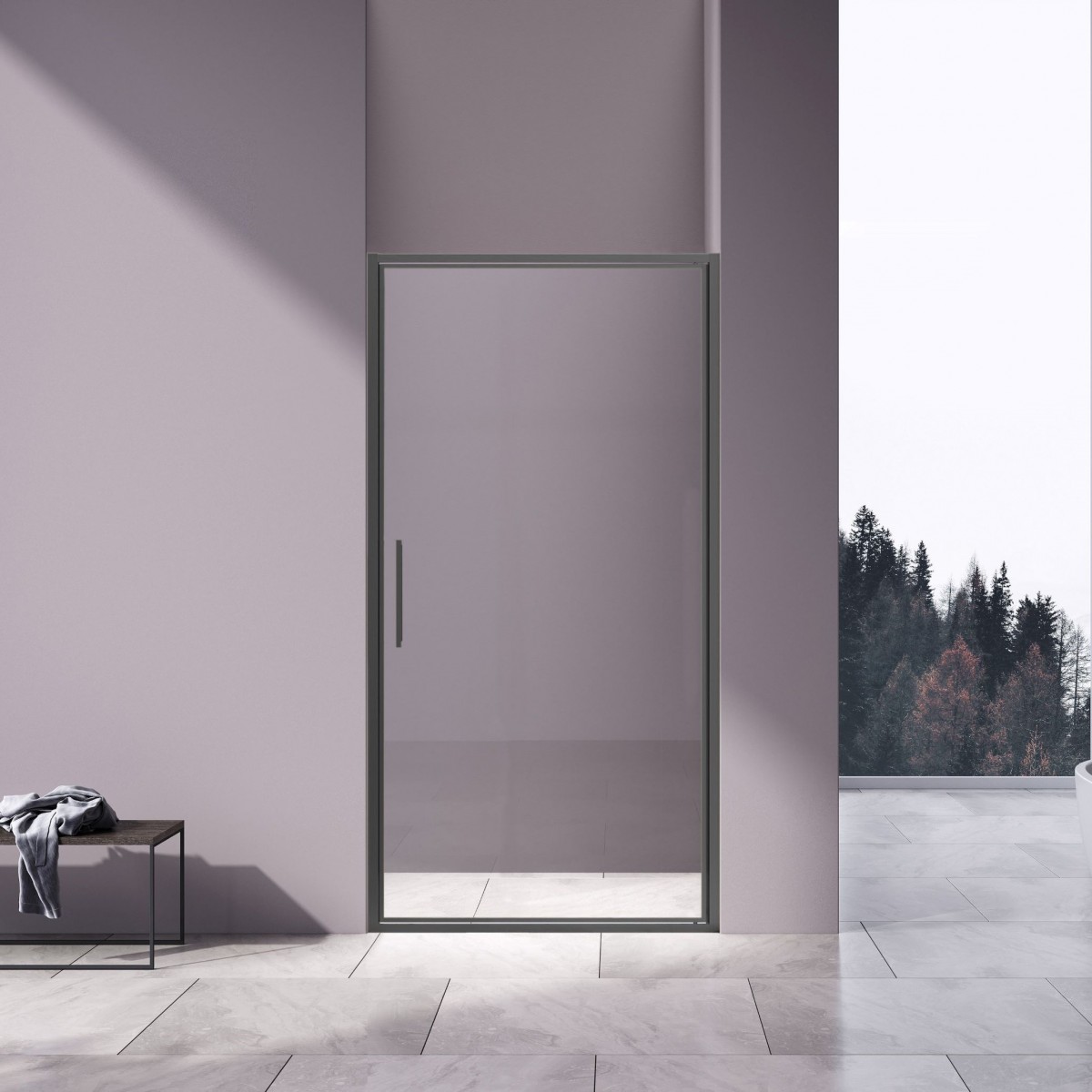 Душевая дверь Vincea Slim 8mm VDP-4SL100CLGM 1000*1950 мм (вороненая сталь/прозрачное)