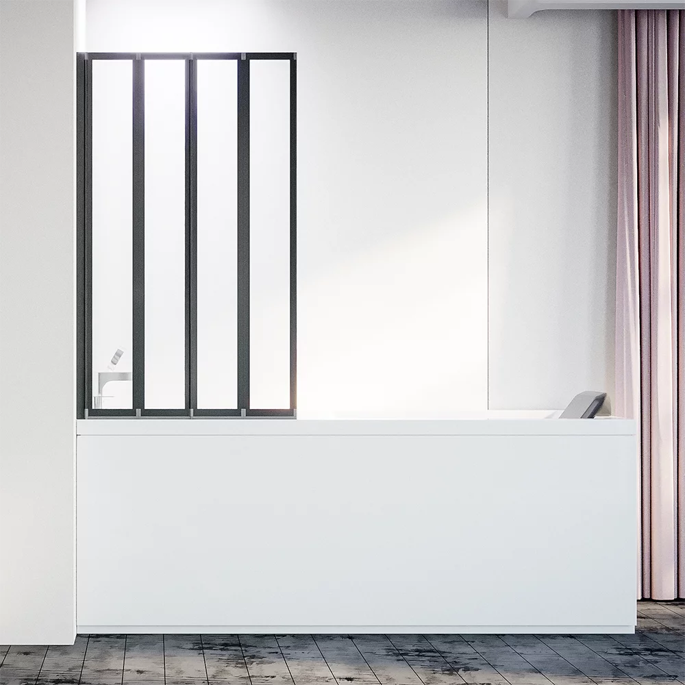 Шторка на ванну Veconi Palau PL74BL-90-01-19C4 900*1500 мм (чёрный матовый/прозрачное) L