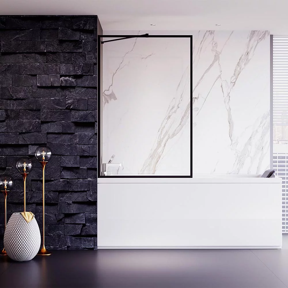 Шторка на ванну Veconi Palau PL85B-80-01-C8 800*1500 мм (чёрный матовый/прозрачное)