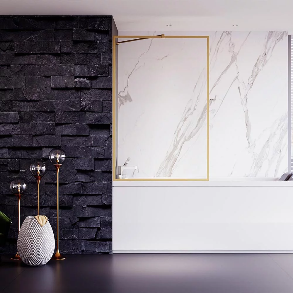 Шторка на ванну Veconi Palau PL85G-70-01-C8 700*1500 мм (брашированное золото/прозрачное)