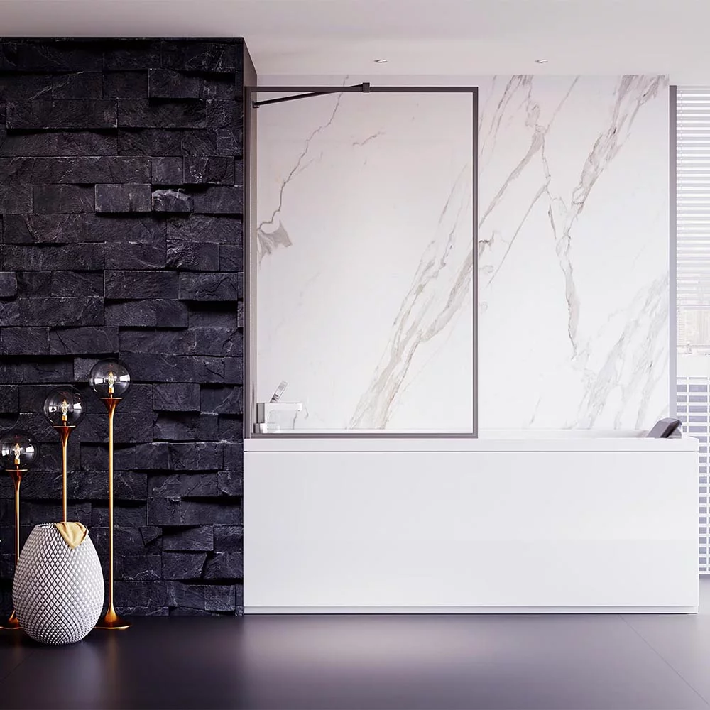 Шторка на ванну Veconi Palau PL85GR-60-01-C8 600*1500 мм (брашированный графит/прозрачное)