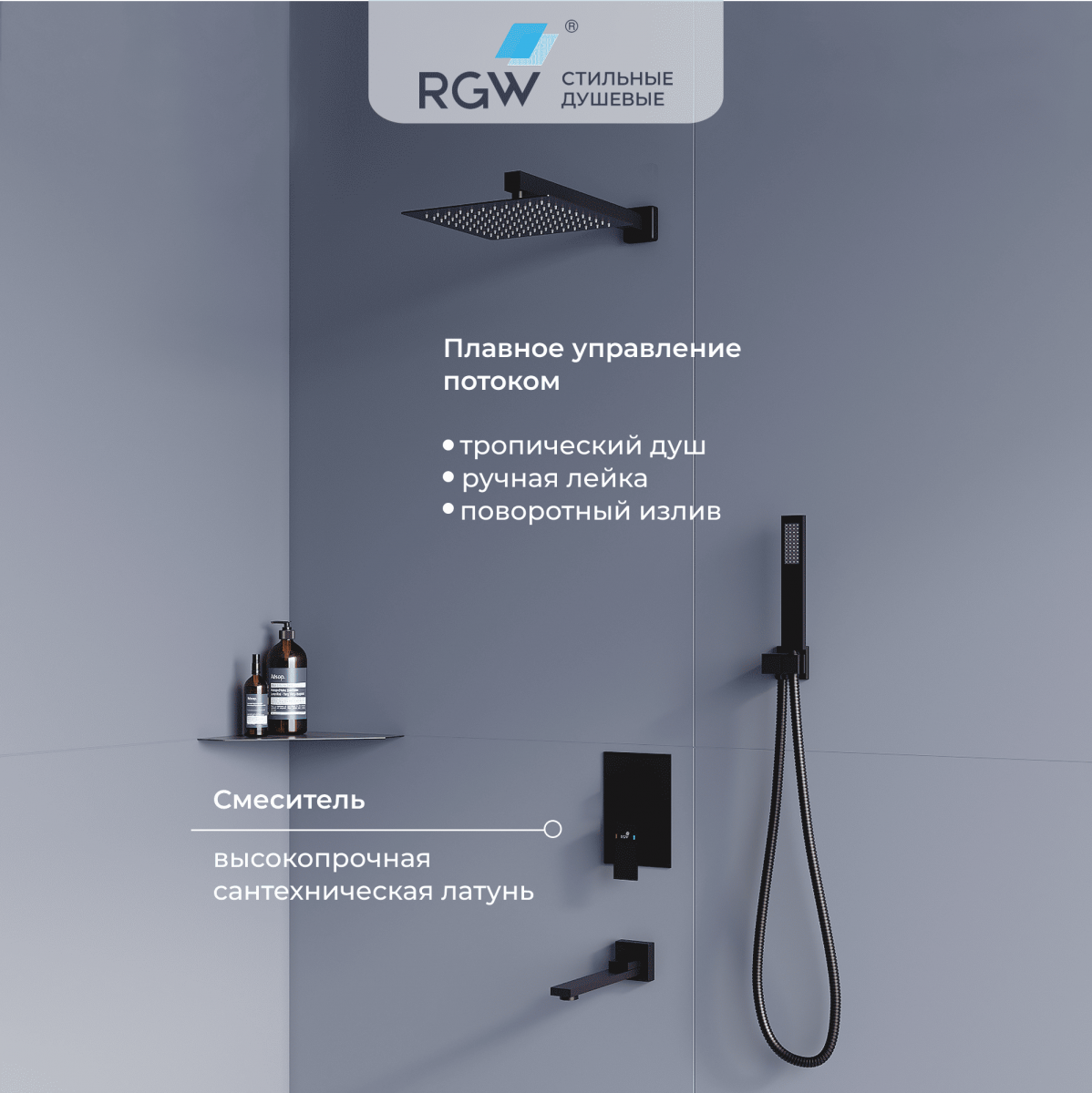 Встраиваемая душевая система RGW Shower Panels SP-56B 51140856-04 (чёрный матовый)