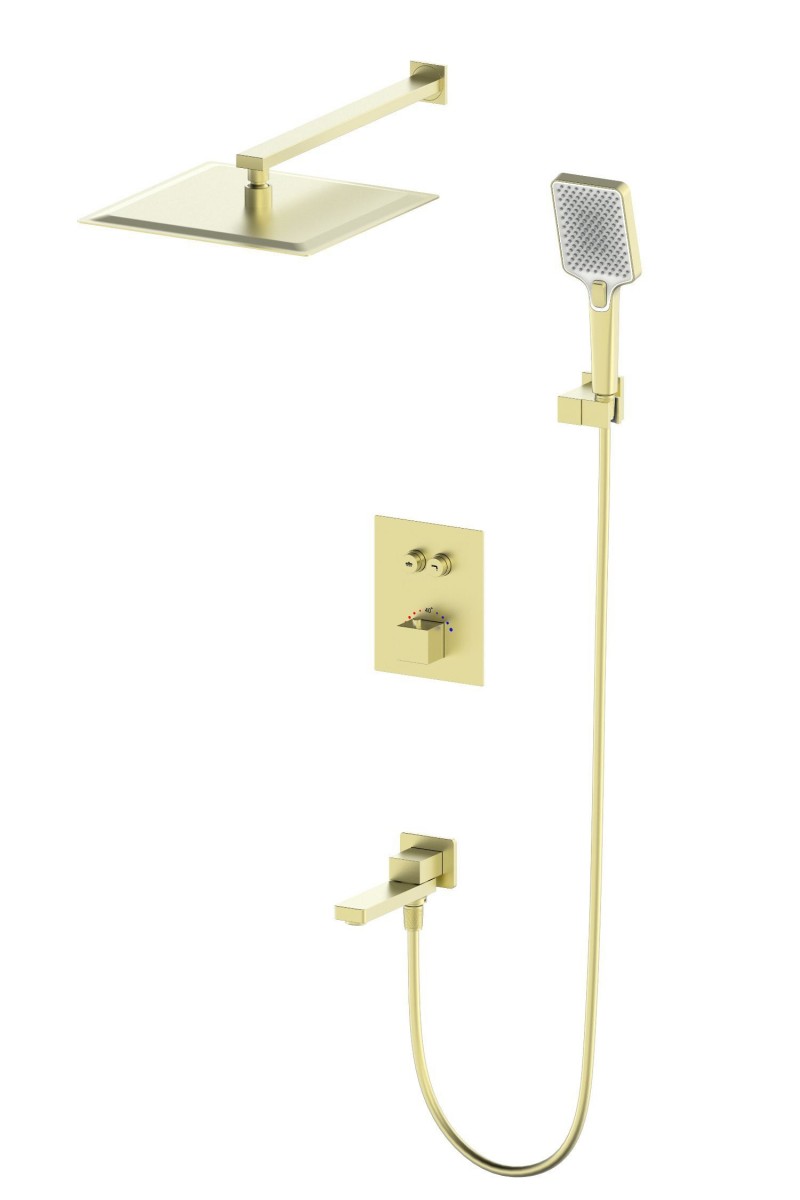 Встраиваемая душевая система Wonzon & Woghand WW-88929003-BG (брашированное золото) с термостатом