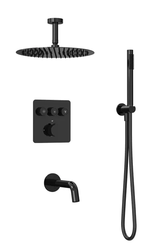 Встраиваемая душевая система Milleau Tissage TERMO 3SBIT/802Q-GB (черный) с термостатом