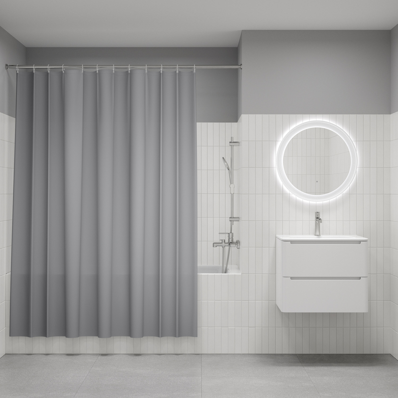 Штора для ванной IDDIS Base BS07P18i11 200*180 см (светло-серый)