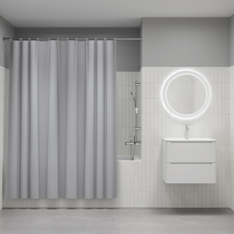 Штора для ванной IDDIS Promo P10PE18i11 200*180 см (светло-серый)