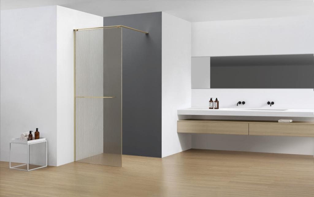 Душевая перегородка AQUAme AQM3720-3-10 1000*2000 мм (шлифованное золото/прозрачное)