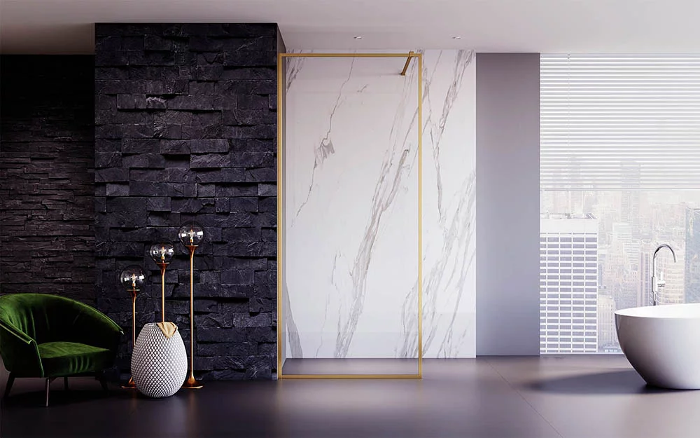 Душевая перегородка Veconi Korato KR81G-110-01-C8 1100*2000 мм (брашированное золото/прозрачное)