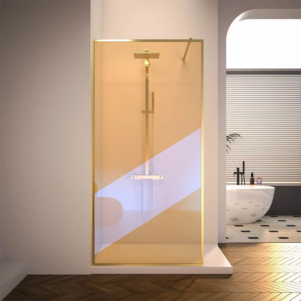 Душевая перегородка Veconi Korato KR81GС-100-09-C8 1000*2000 мм (брашированное золото/хамелеон)