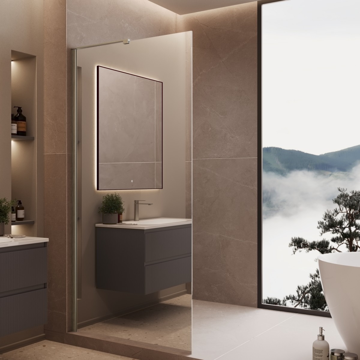 Душевая перегородка Vincea Walk-In VLSW-1H100MRBN 1000*2000 мм (никель брашированный/зеркальное)