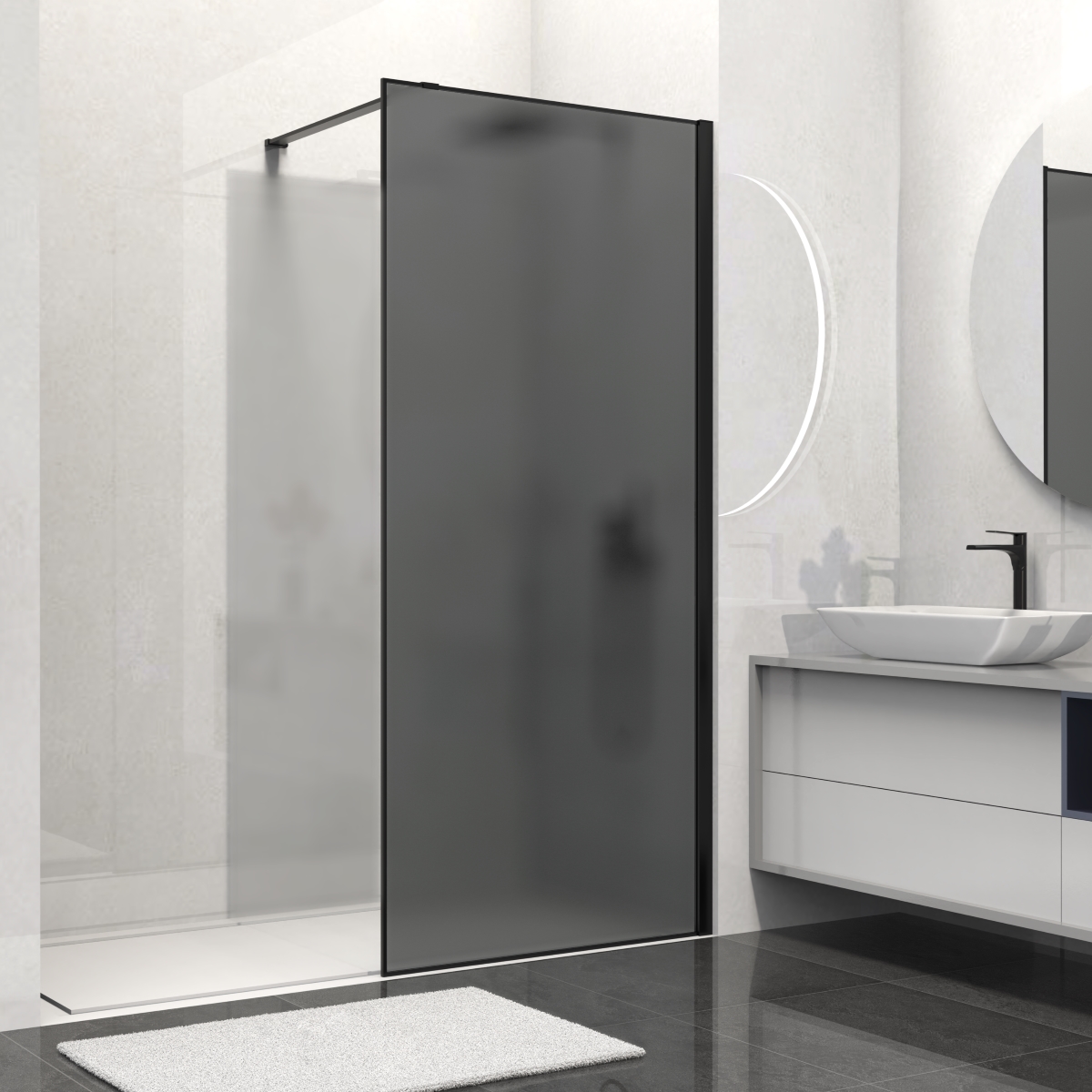 Душевая перегородка Vincea Walk-In VSW-1HS100GFB 1000*2000 мм (черный матовый/тонированное матовое)