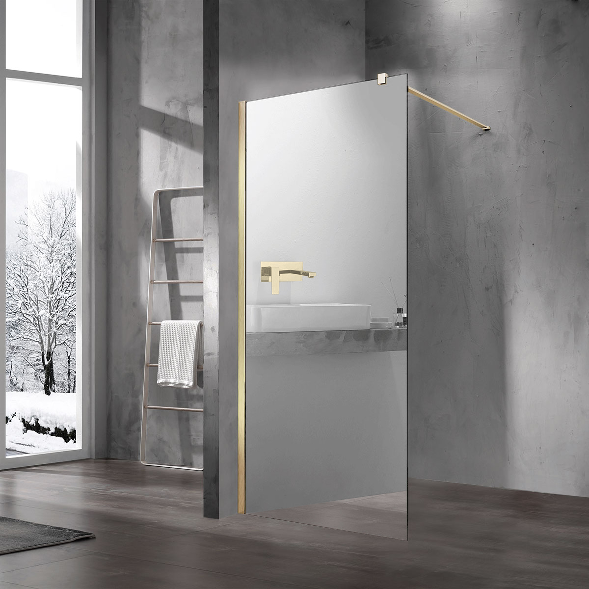Душевая перегородка Vincea Walk-In VSW-1H100MRG 1000*2000 мм (золотой матовый/зеркальное)