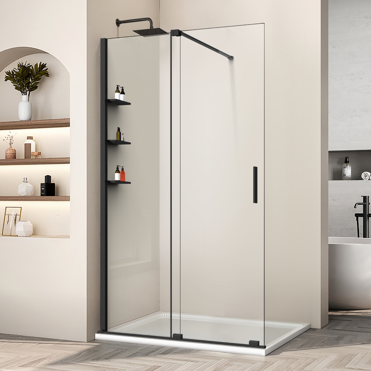 Душевая перегородка Vincea Walk-In VSW-1WSL120CLB 1200*2000 мм (черный/прозрачное)