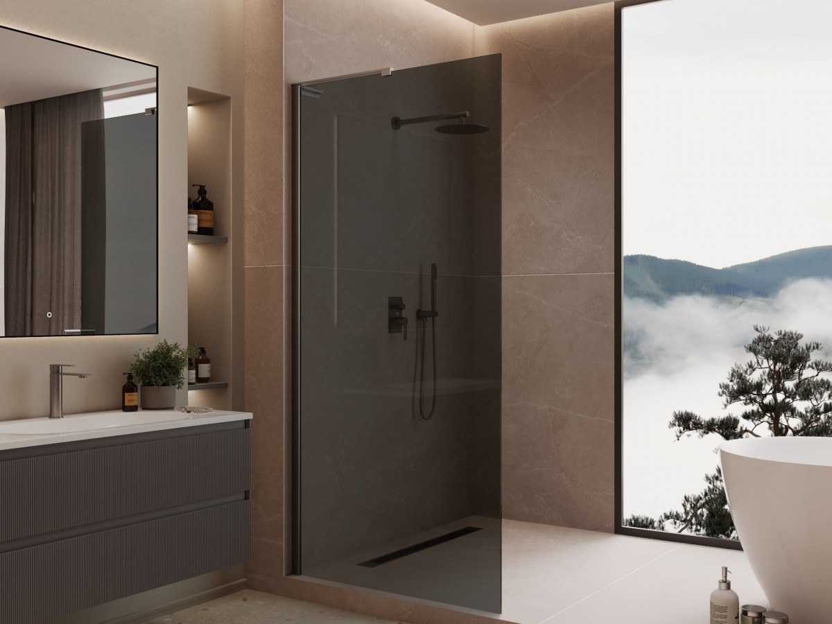 Душевая перегородка Vincea Walk-In VLSW-1H800CGGM 800*2000 мм (вороненая сталь/тонированное)