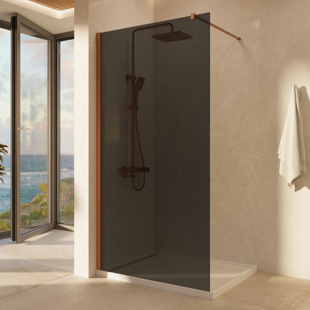 Душевая перегородка Vincea Walk-In VSW-1H110CGBC 1100*2000 мм (медь брашированная/тонированное)