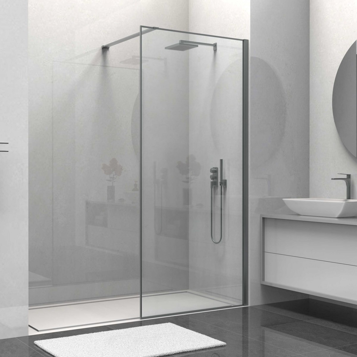 Душевая перегородка Vincea Walk-In HS VSW-1HS900CLGM 900*2000 мм (вороненая сталь/прозрачное)