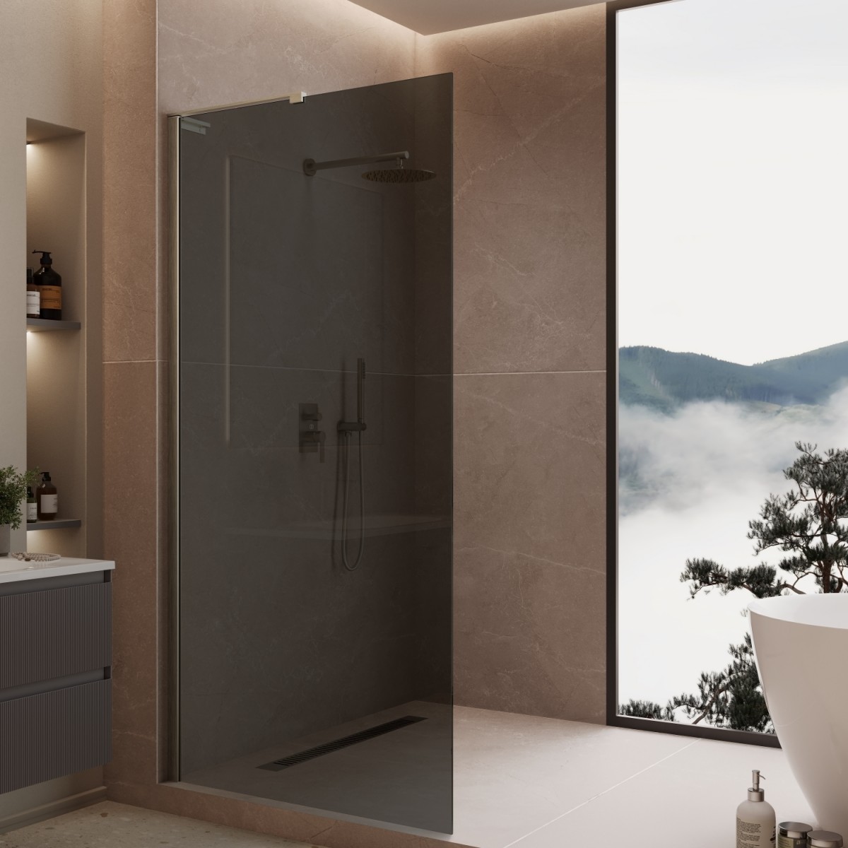 Душевая перегородка Vincea Walk-In VLSW-1H900CGBN 900*2000 мм (никель брашированный/тонированное)